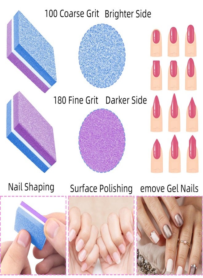 TKYZMS 50 Pcs Sponge Nail Buffers,100/180 Grit Mini Nail Files,Mini Buffer Block Nail File for Acrylic & Natural Nails,Double-Sided Buffing Blocks for Manicure & Pedicure,Salon & Home Use(Purpel-Blue) - Image 2